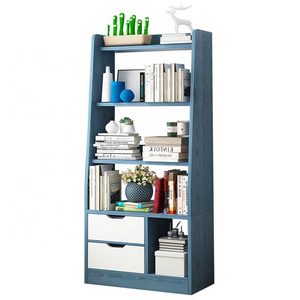 BookShelf Design Unit With 2 Drawers Wooden Bookcases Shelving Storage Design Book Shelves Bookcase