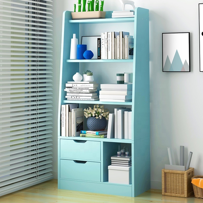 BookShelf Design Unit With 2 Drawers Wooden Bookcases Shelving Storage Design Book Shelves Bookcase