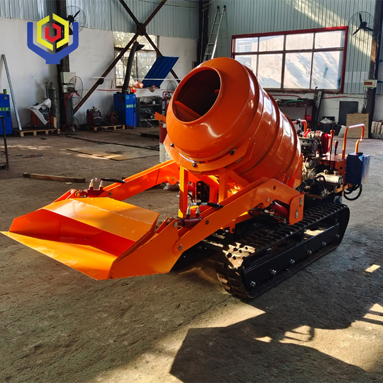 Small 0.8T crawler transport vehicle concrete mixer tracked dumper cement mixer for sale