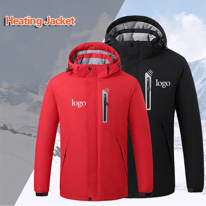 OEM Wholesale Mens Windproof Heated Jacket Winter Outdoor Windbreaker Coat  Battery Heated Jacket With Reflective strip