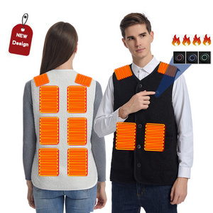 Custom LOGO Thermal Heating Jacket Winter Vest V-neck Fleece Waistcoat Body Warmers Usb Safety Electrical  Heated Vest