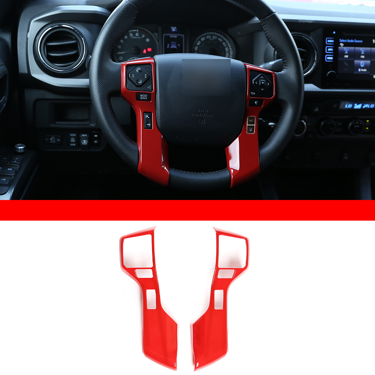 Car ABS Steering Wheel Moulding Chrome Cover Trims Stickers Fit for Toyota Tacoma 2014-2020 Tundra 4Runner 2010-2019 4Runner 4WD