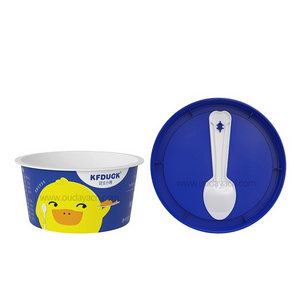 disposable pp injection plastic cup ice cream cups with lids yogurt cup with spoon