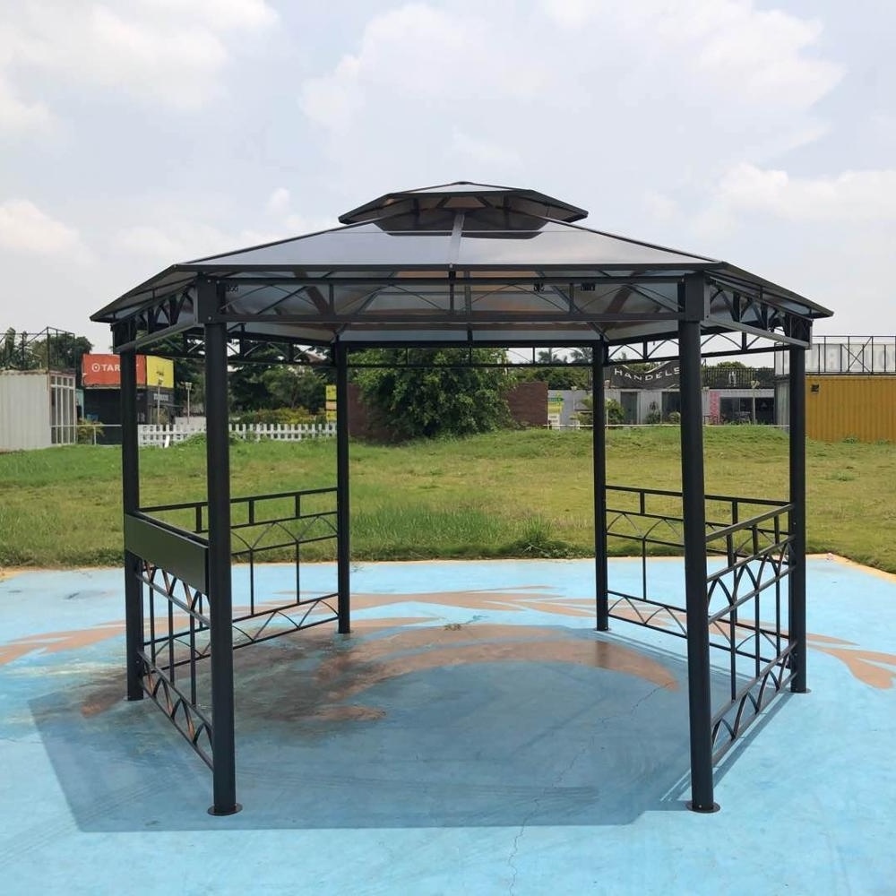 Garden Hexagon Gazebo with curtain Diameter 400 cm