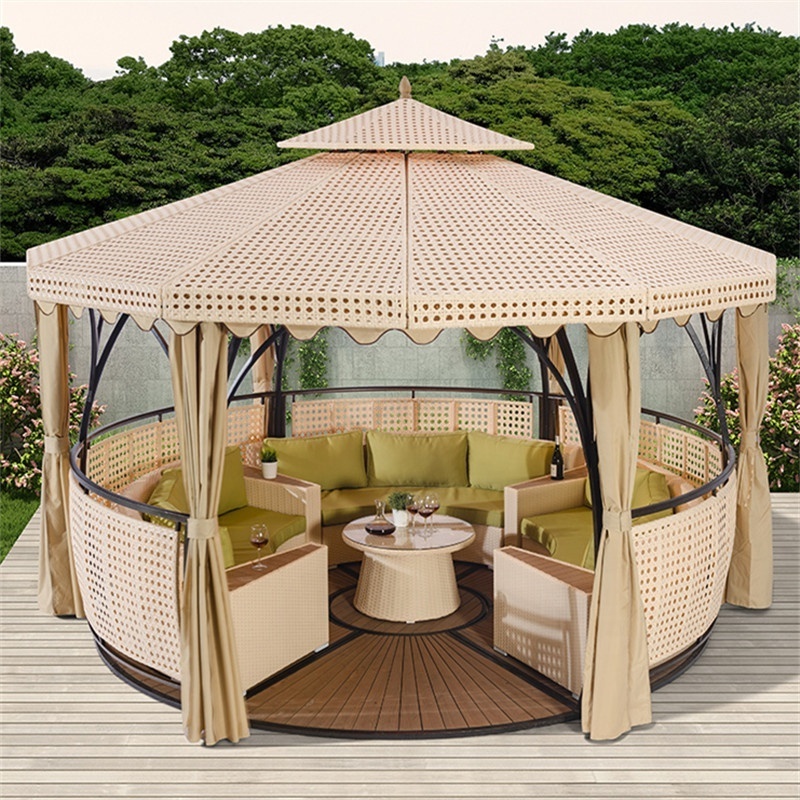 Factory Price Hot Sale Gazebo Sale Wood Gazebo Round Bamboo Wicker Gazebo 430cm