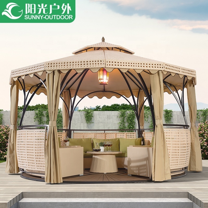 Factory Price Hot Sale Gazebo Sale Wood Gazebo Round Bamboo Wicker Gazebo 430cm