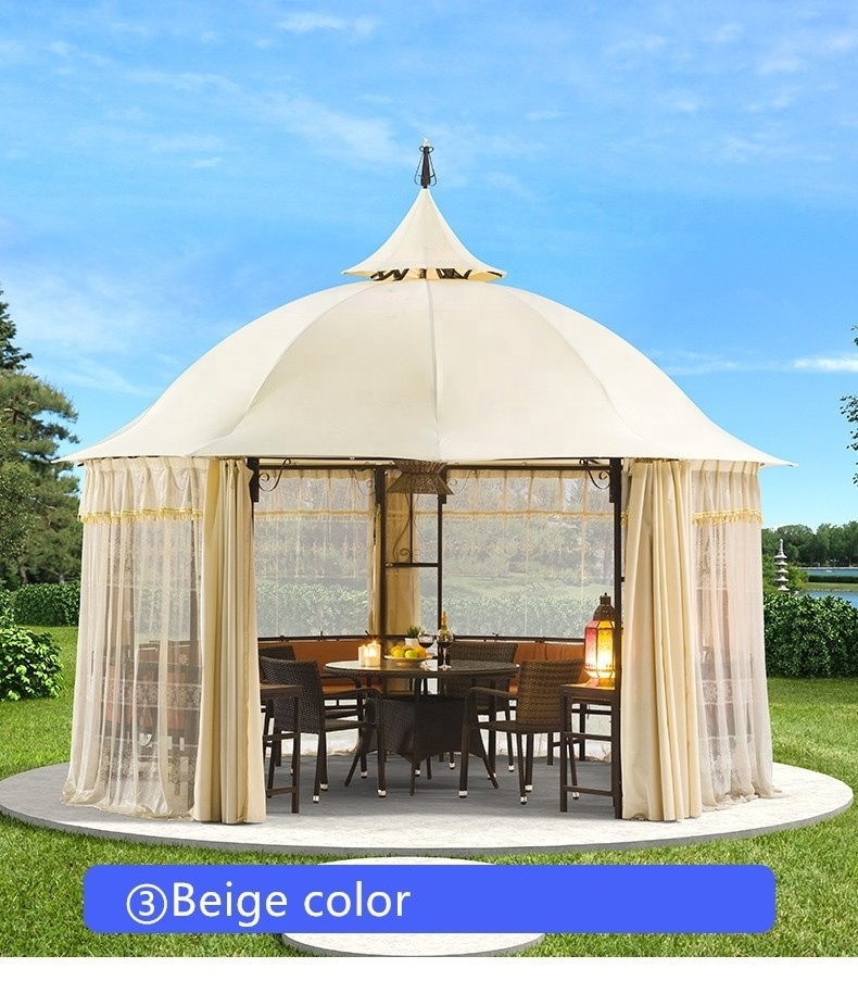 Modern Elegant Best Selling Hexagonal  Windproof And Waterproof Gazebo With Curtains Outdoor Party Tent Gazebos