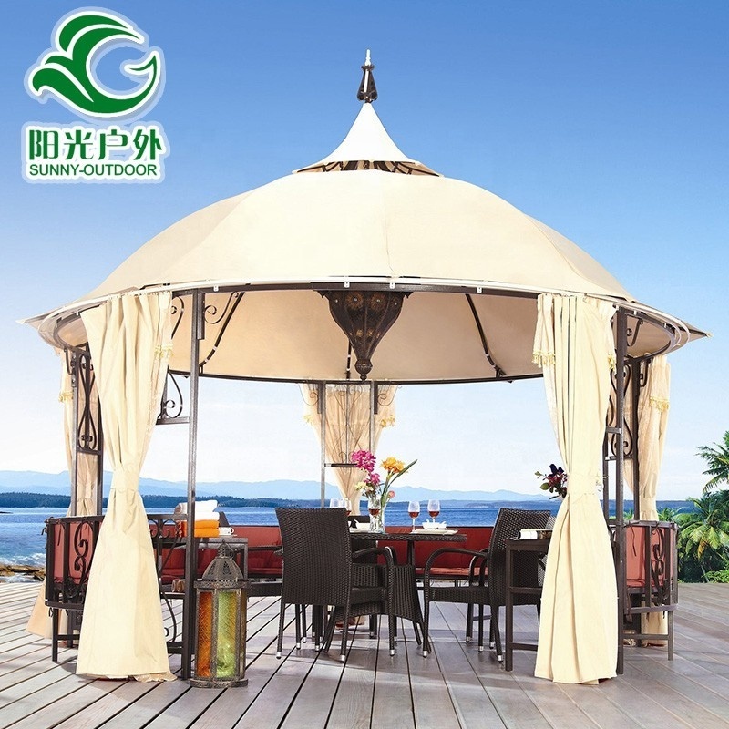 Modern Elegant Best Selling Hexagonal  Windproof And Waterproof Gazebo With Curtains Outdoor Party Tent Gazebos