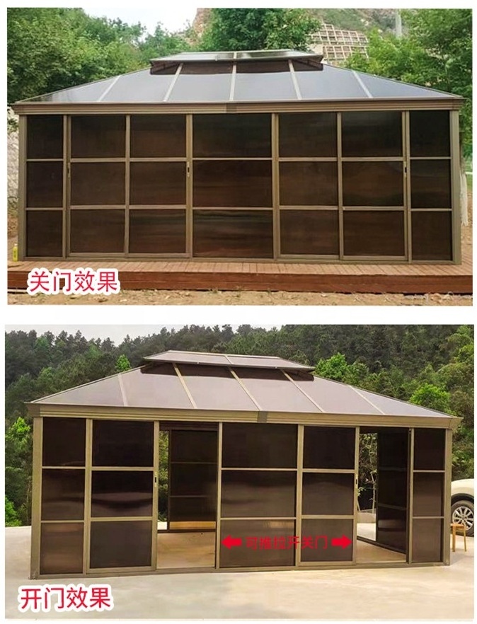 Garden Furniture Weather Resistant Gazebo With Side For House Aluminum Gazebo Outdoor  PC board Roof Gazebo Tent 6x4