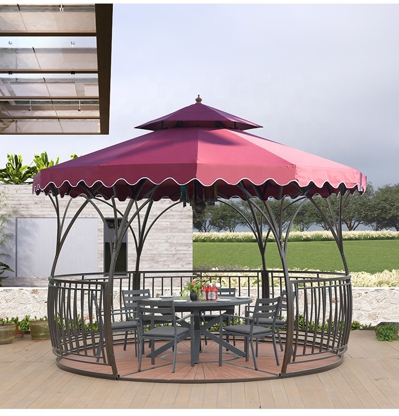 Hotel  Design Patio Tent Gazebo Heat-resistant Fabric Garden  Wrought Iron Gazebo Outdoor Pavilion Gazebos