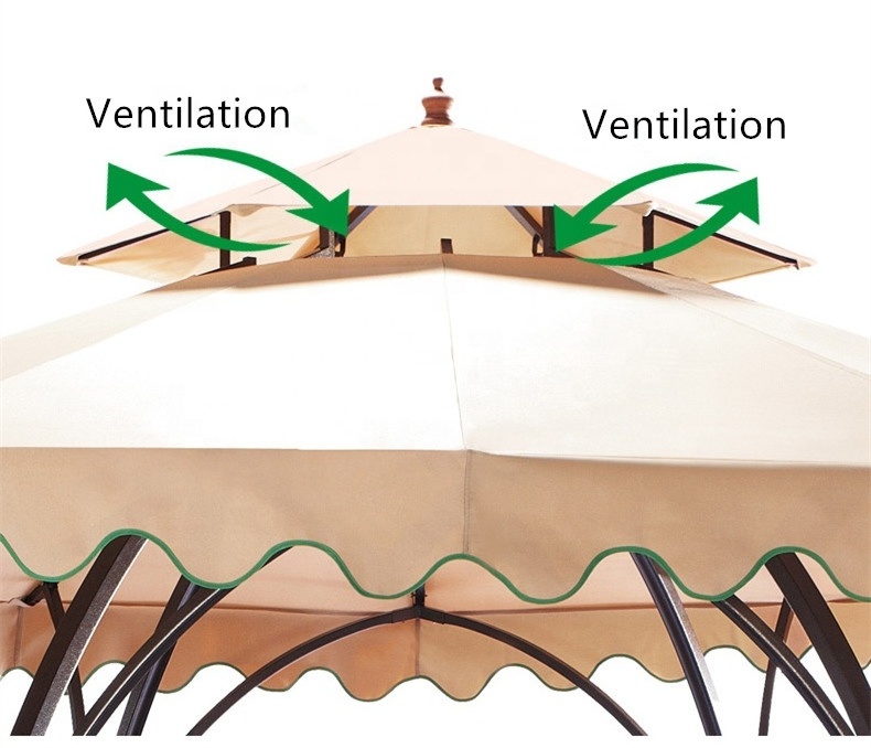 Hotel  Design Patio Tent Gazebo Heat-resistant Fabric Garden  Wrought Iron Gazebo Outdoor Pavilion Gazebos