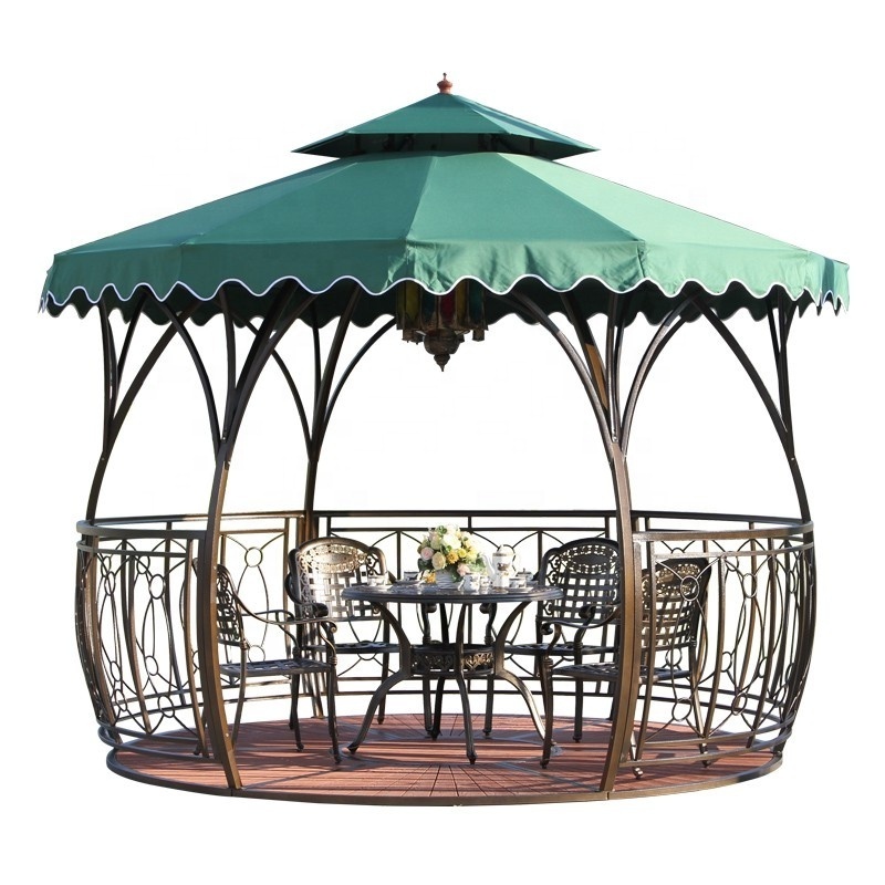 Hotel  Design Patio Tent Gazebo Heat-resistant Fabric Garden  Wrought Iron Gazebo Outdoor Pavilion Gazebos