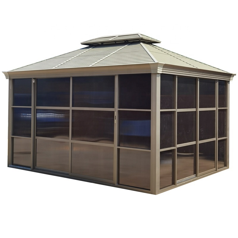 Luxury Double Hardtop House Gazebo Garden Gazebo Outdoor Sun Room Houses With Sliding Door