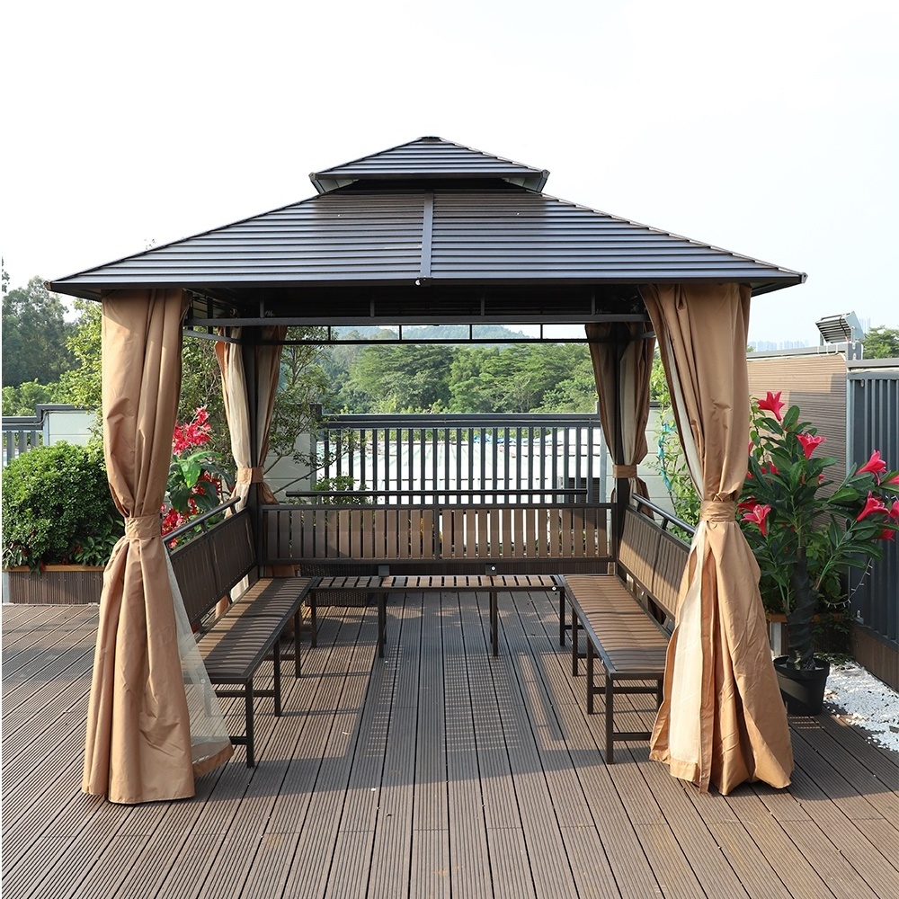 3*3M Backyard Gazebo with Table and Seat Metal Tent Wholesale Price