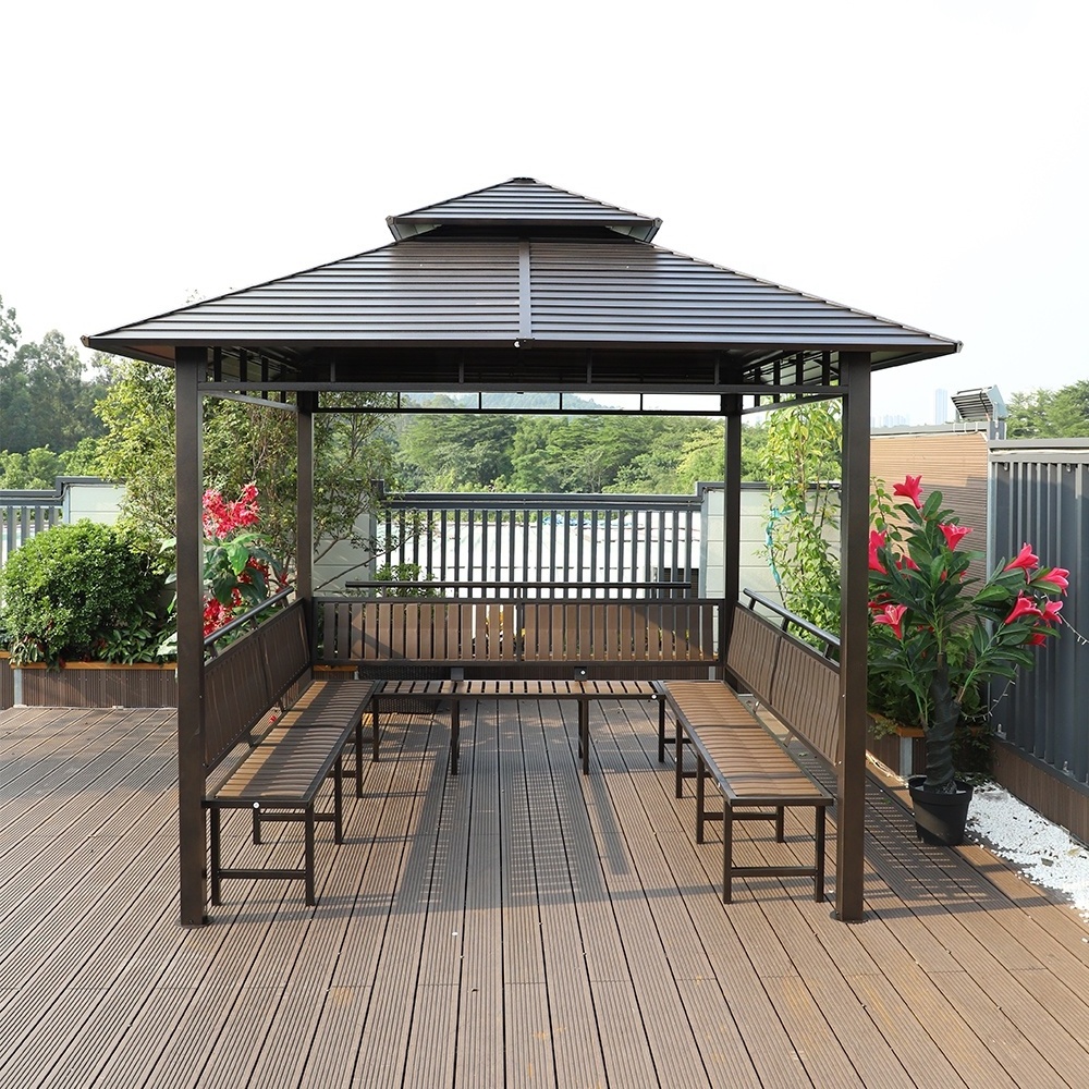 3*3M Backyard Gazebo with Table and Seat Metal Tent Wholesale Price