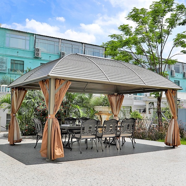 Large Outdoor Gazebo Waterproof  Aluminium Metal Grill Gazebo Pergola With Curtain For sale