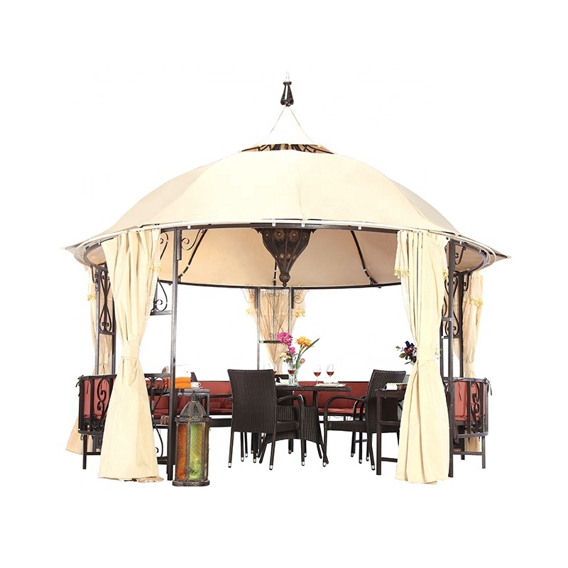 Diameter 400CM Garden Luxury Gazebo with Seating and Cushion / Mosquito Net / Curtain