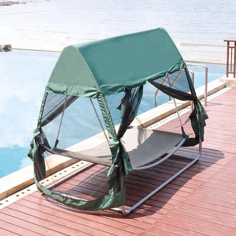 iron swing bed with mosquito net waterproof canopy hammock hanging bed