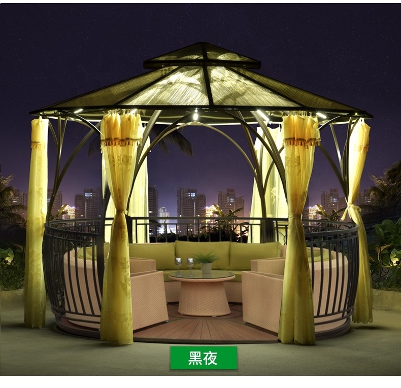 Garden Outdoor Pavilion Round Gazebo Awning with Floor Patio Furniture New Style