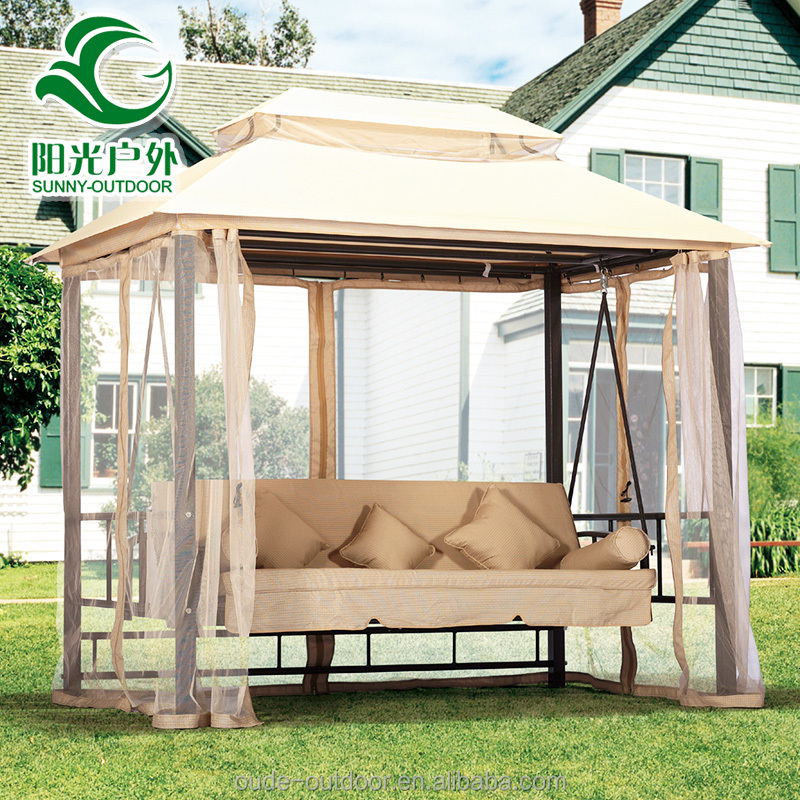 2016 Heavy duty outdoor furniture hanging swing bed with mosquito netting