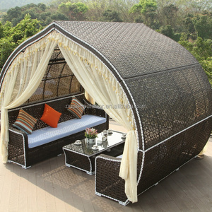 Rattan peach shaped gazebo tent outdoor furniture