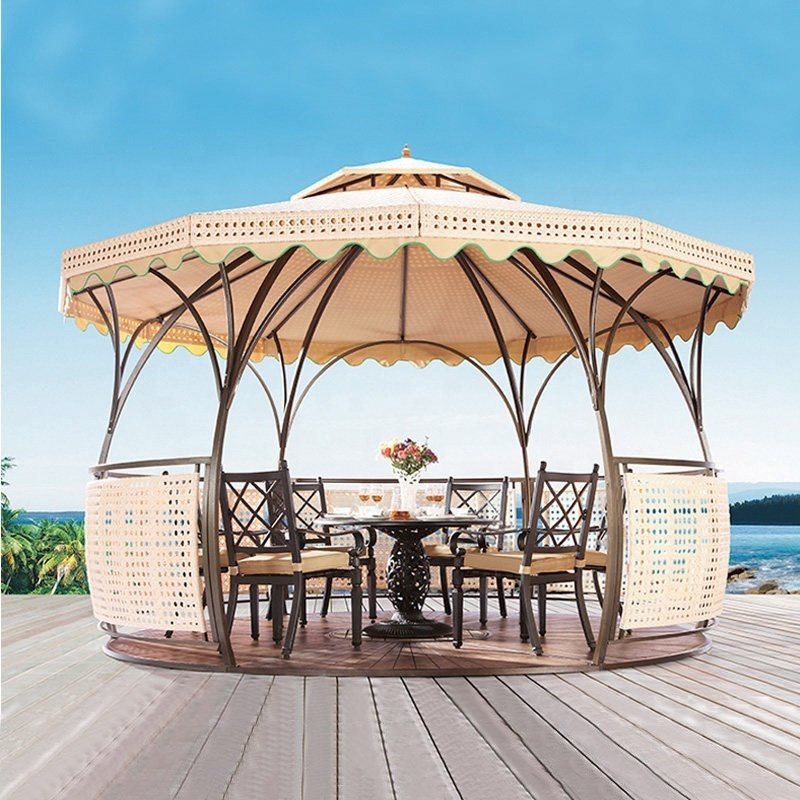 Factory Price Hot Sale Outdoor Garden Gazebo Shelter Patio Party Canopy  Round Bamboo Wicker Gazebo 430cm