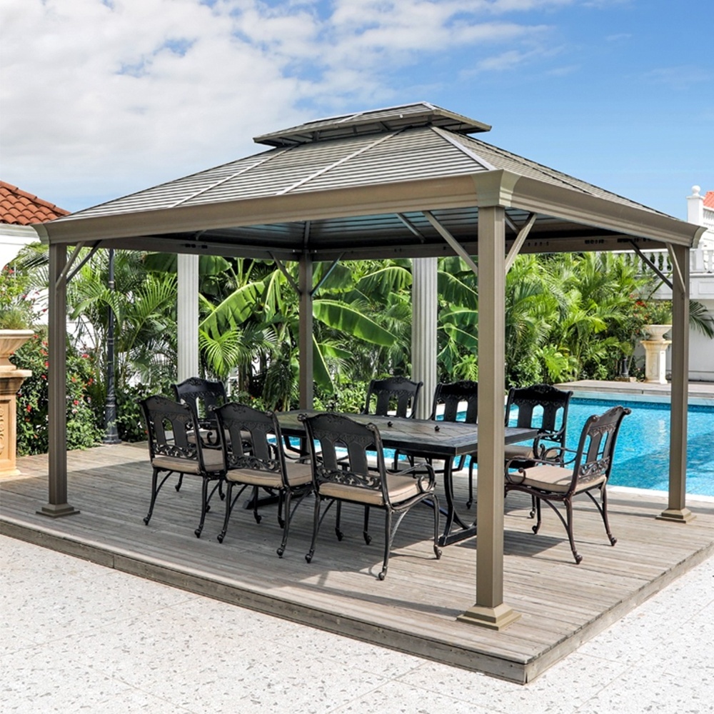 Factory Price High Quality Aluminum Gazebo with Curtain and Net for Garden Shade 3*3m/3*4m