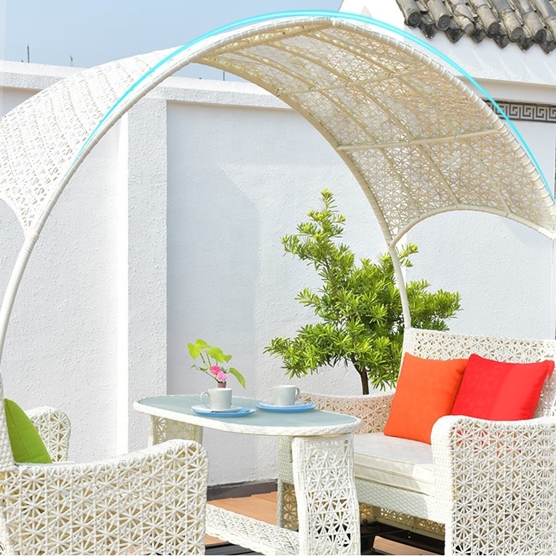 Patio Swing With Canopy Waterproof Wicker Outdoor Luxury Garden Swings