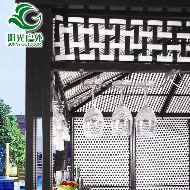 outdoor pavilion 3x3m Poly Rattan Gazebo Water Resistant Plastic Wood Floor  Garden Wrought Iron Gazebo