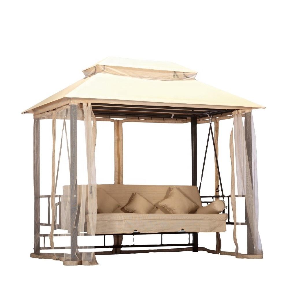 Outdoor furniture canopy adjustable swing chair bed with mosquito nets