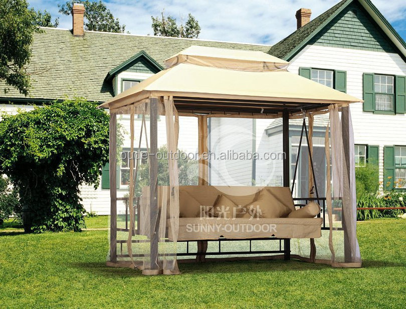 Outdoor furniture canopy adjustable swing chair bed with mosquito nets