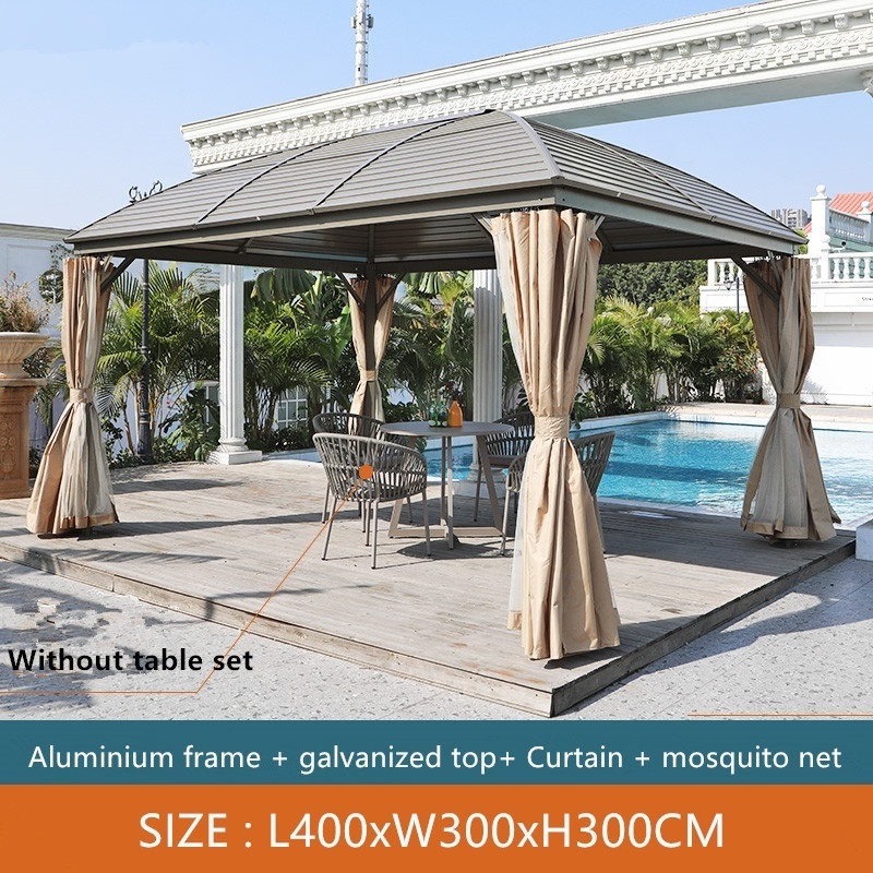 2022 Hot sale 300*400 cm Outdoor aluminum gazebo Outdoor gazebo canopy Hard roof galvanized metal sheet patio tent gazebo