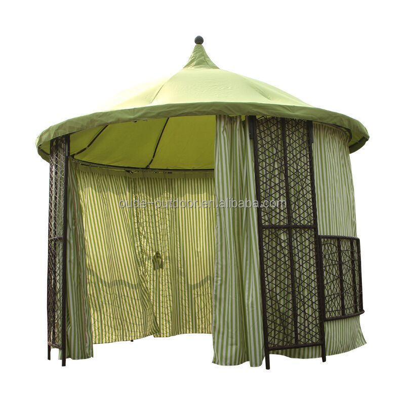 outdoor metal gazebo canopy round large rattan tent 3.5m waterproof curtain cheap price