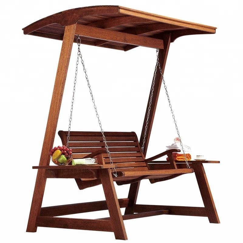 outdoor wooden bench swing chair garden hanging chair double seats