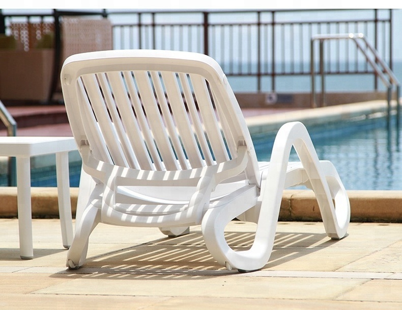 Swimming Pool Furniture White Plastic Sun Loungers Beach Lounge Chairs For Sale