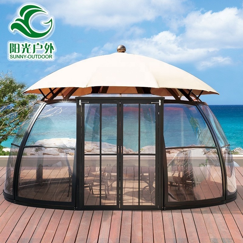 Luxury Diameter 5M Waterproof  Gazebo Pavilion  Aluminium Tent Restaurants  Patio Gazebo  for Garden Outdoor