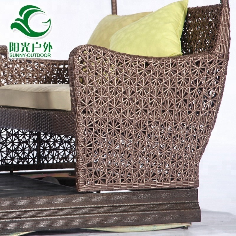 Top Selling Aluminum Outdoor Water Proof Love Nest Rattan Patio Garden Rocking Swing Chair