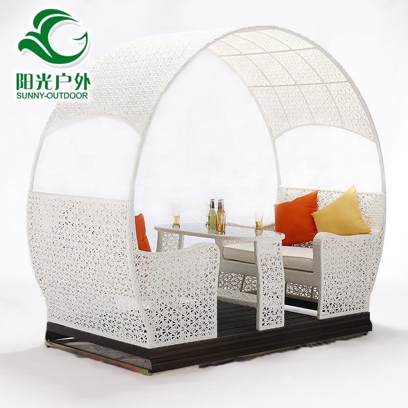 Top Selling Aluminum Outdoor Water Proof Love Nest Rattan Patio Garden Rocking Swing Chair