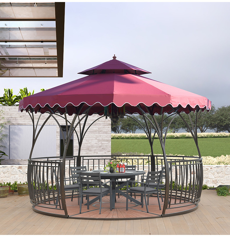 Garden Outdoor Pavilion Round Gazebo Awning with Floor Patio Furniture New Style