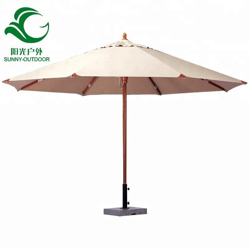 Outdoor Indonesia Wooden Patio Umbrella With Marble Base  Garden Parasol 400CM