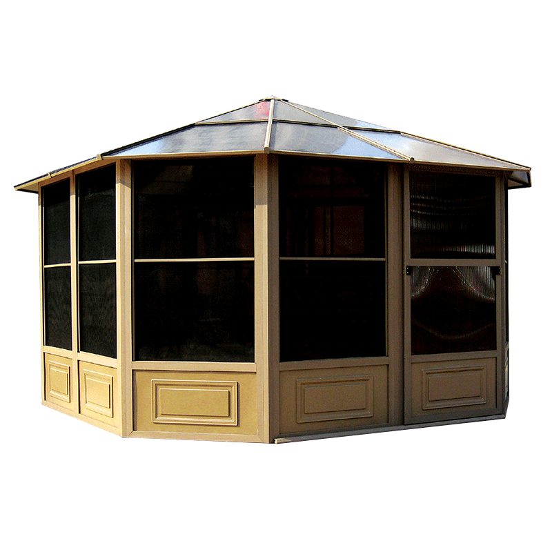 Outdoor Aluminum House Gazebo with Sliding Doors 370*550 CM