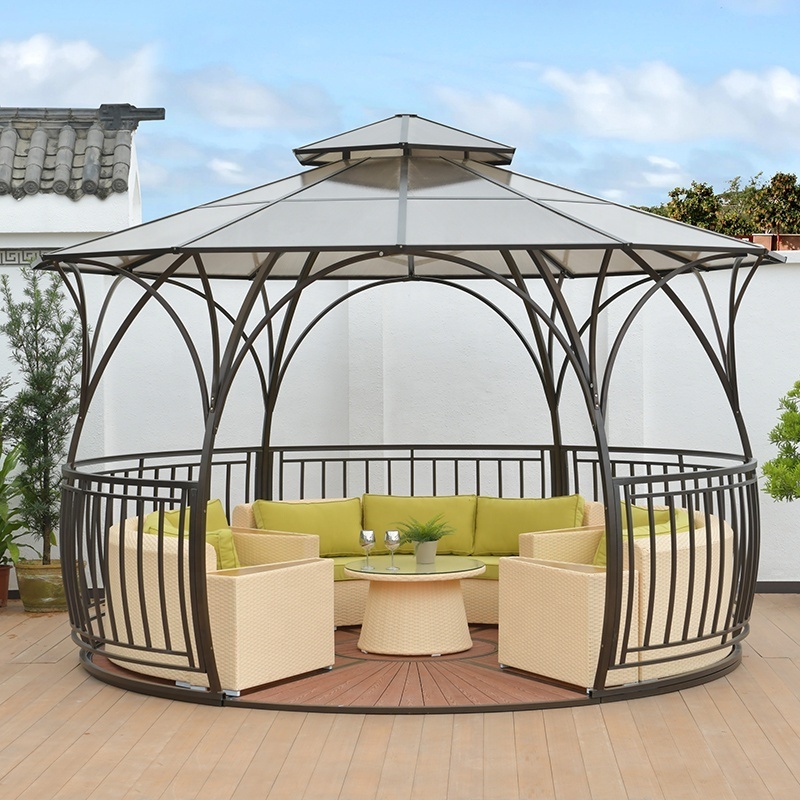 Garden Outdoor Pavilion Round Gazebo Awning with Floor Patio Furniture New Style