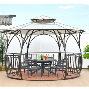 Garden Outdoor Pavilion Round Gazebo Awning with Floor Patio Furniture New Style