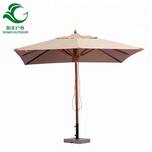 Beach Outdoor Parasol Garden Cafe Restaurant Indonesia Wood  Pool Umbrella 3x3