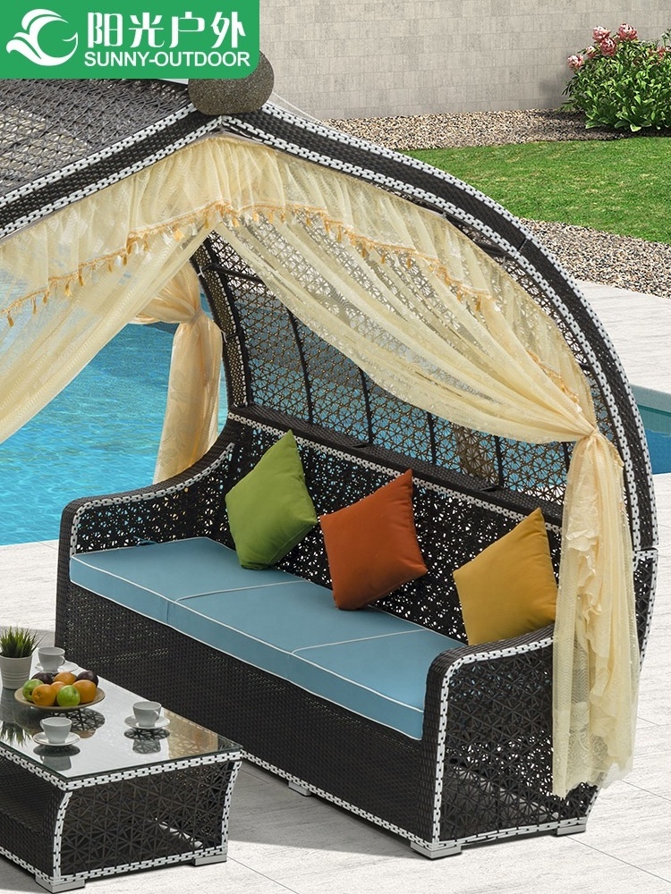 Luxury Furniture Used Garden Comfortable Rattan  Wicker  Sofa Set Aluminium Frame