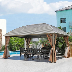 Large Outdoor Gazebo Waterproof  Aluminium Metal Grill Gazebo Pergola With Curtain For sale