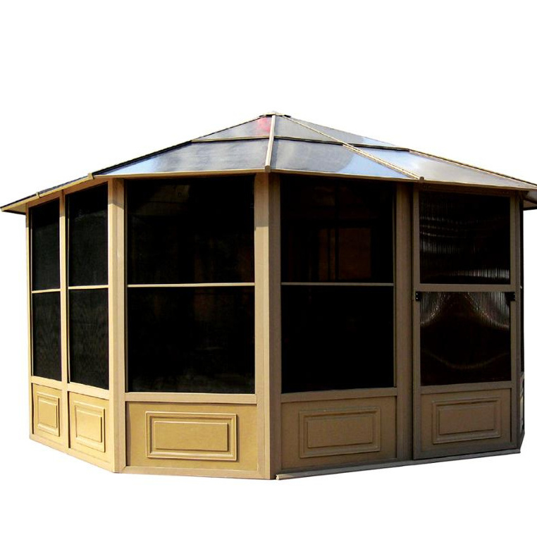 outdoor patio aluminum with PVC window hexagonal gazebo house tent