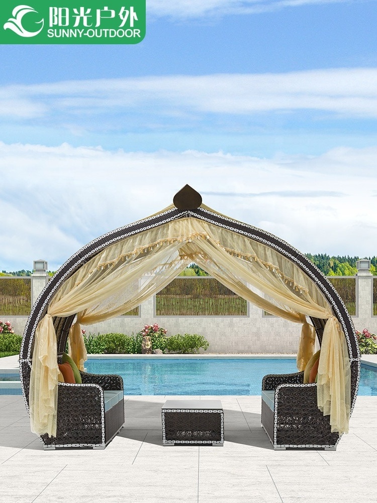 Luxury Furniture Used Garden Comfortable Rattan  Wicker  Sofa Set Aluminium Frame