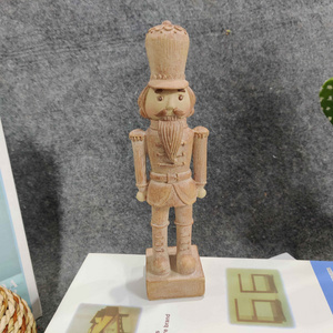 Resin Figurines Christmas Decorations Nutcracker Unpainted DIY Walnut Soldier Desktop Ornaments Home Decor