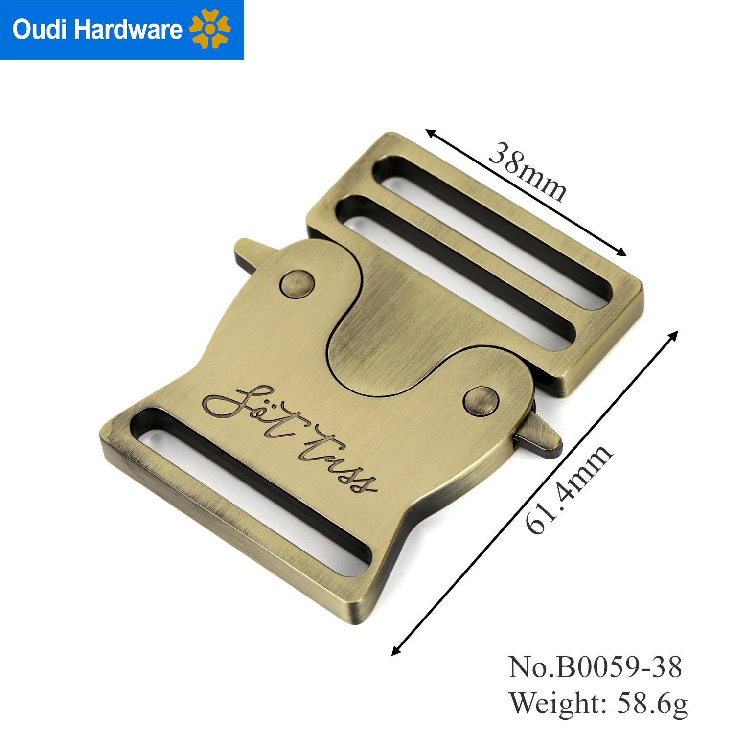 Wholesale Antique Brass Brush Curved Quick Release Belt Buckle Zinc Alloy Metal Side Release Buckles